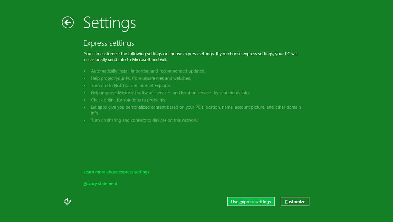 Express settings